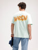 Oversized Back Printed T-Shirt  | Light Blue