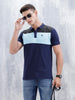 Polo T-Shirt With Colourblock Details | Dark Blue
