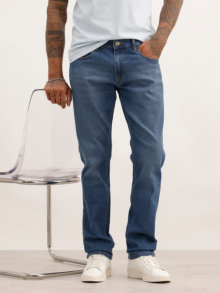 Slim Fit Faded Denim Jeans | Blue