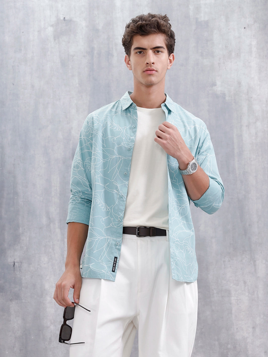 Floral Aop Slim Fit Men Casual Shirt | Blue