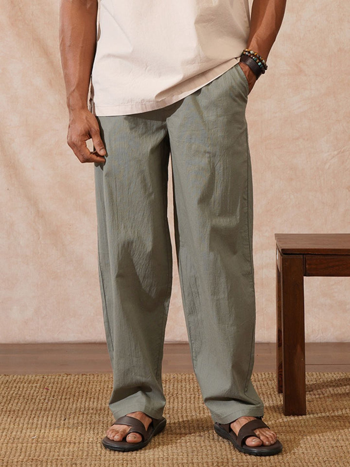 Solid Loose Fit Trouser | Olive