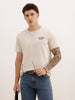 Slim Fit Embroidered Patch Detail T-Shirt | Beige | WTS02HSSL1374S