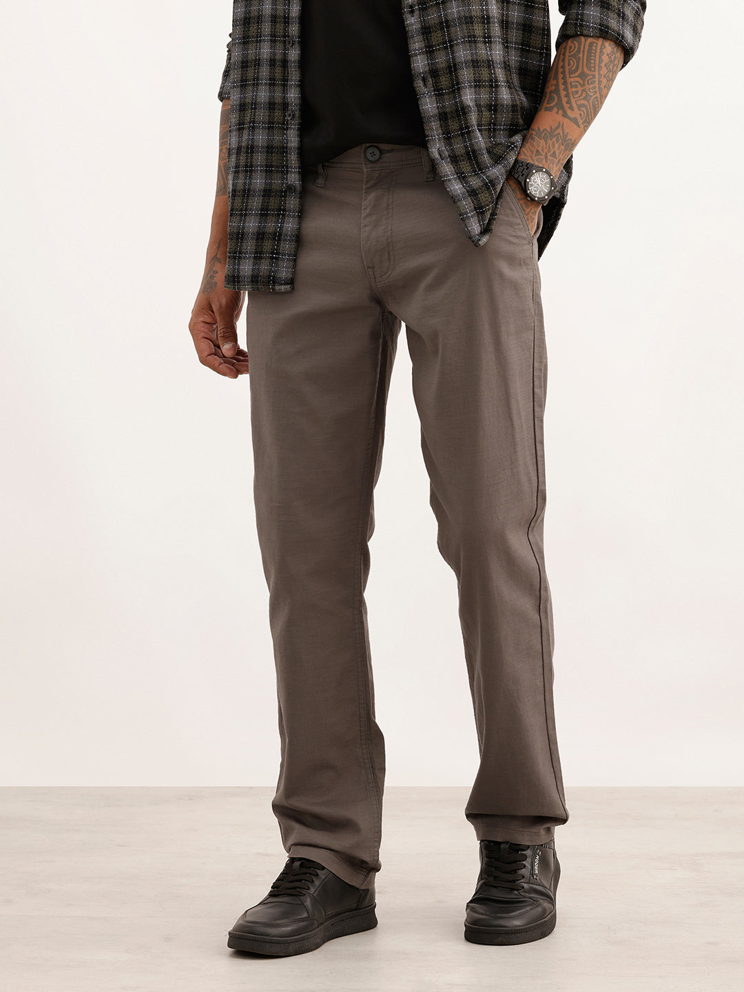 Solid Straight Fit Trouser | Blue