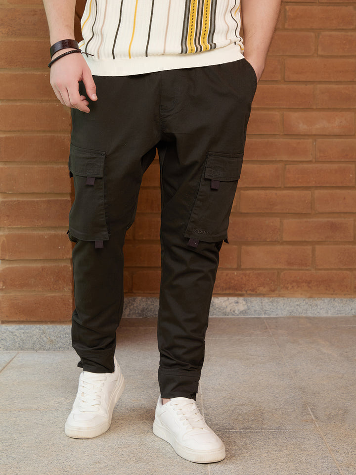 Solid Loose Fit Cargo Jogger | Olive