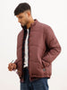 Solid Regular Fit Puffer Jacket | Wine