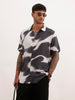 Slim Fit AOP Half Sleeve Shirt | Black | WSH02HSSL0155S