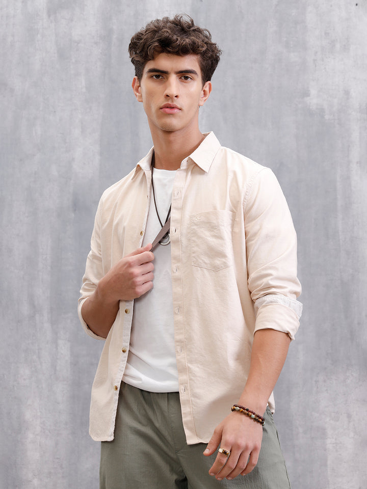 Premium Oxford Shirt In Slim Fit | Beige