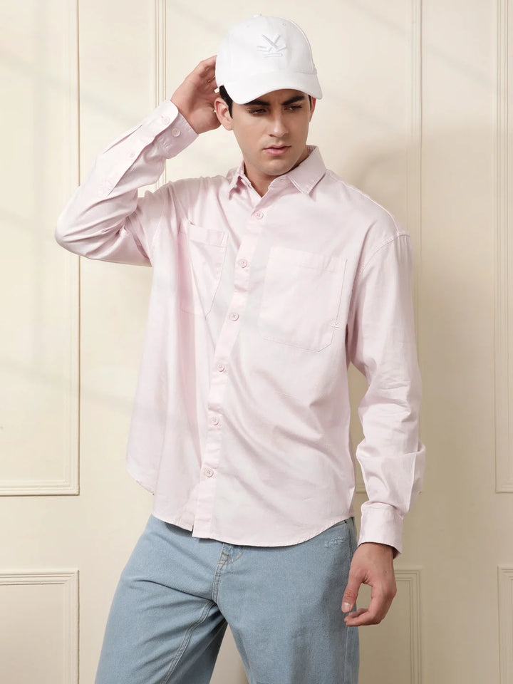 Pink Double Pocket Oversized Shirt
