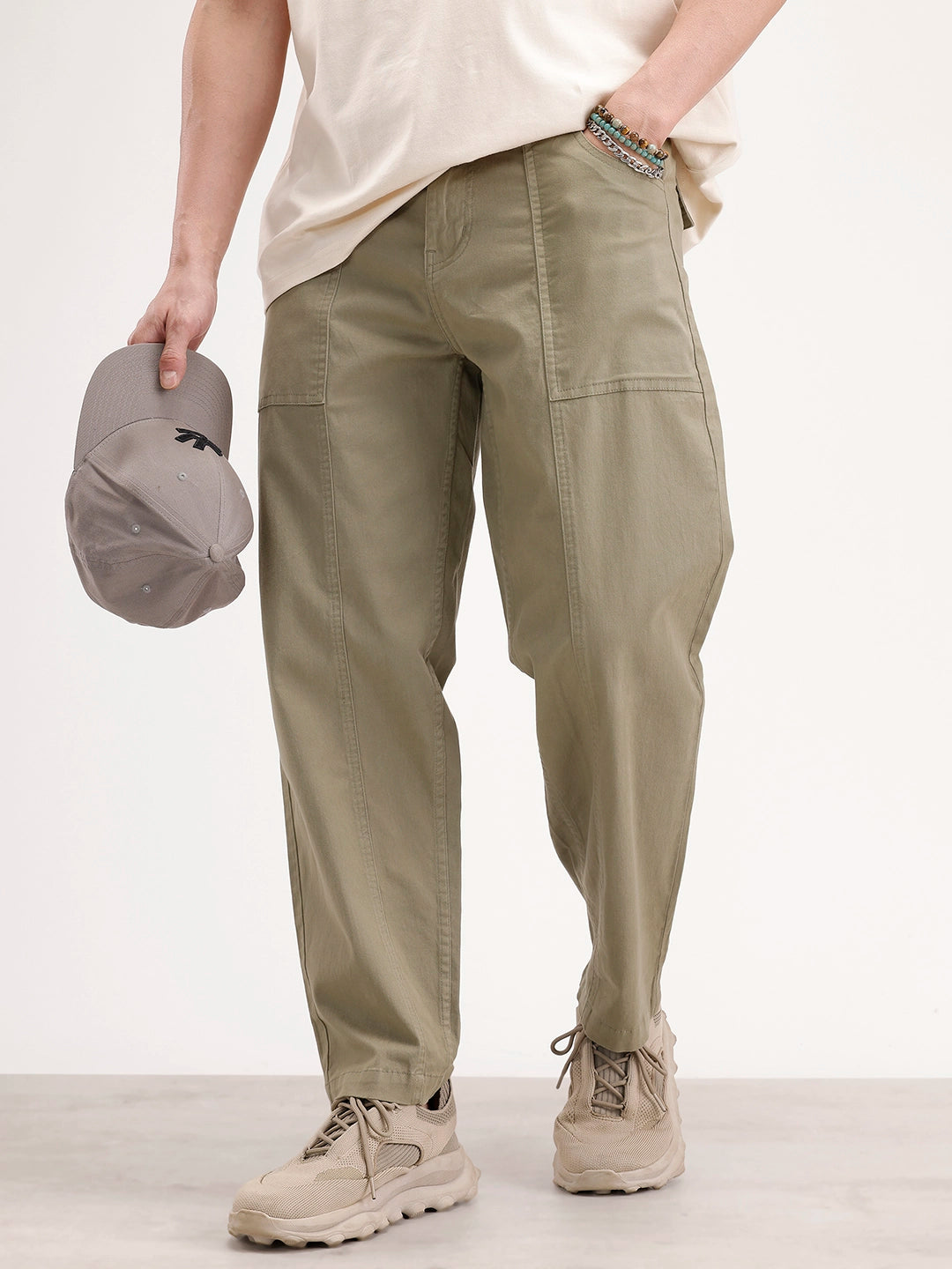 Loose Fit Cut & Sew Trouser | Olive