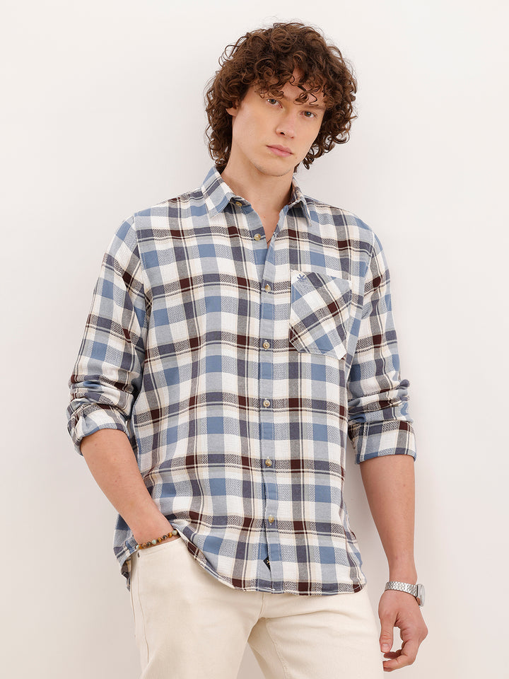 Slim Fit Textured Shirt  | Blue