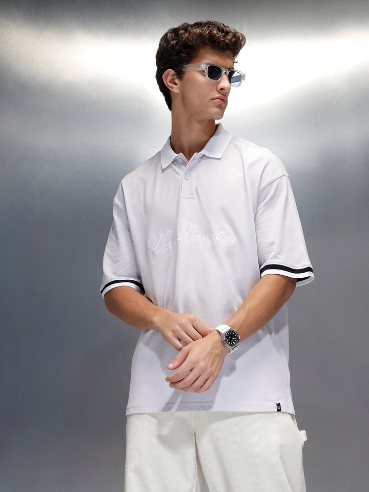 Men's casual embroidered polo t-shirt | Purple