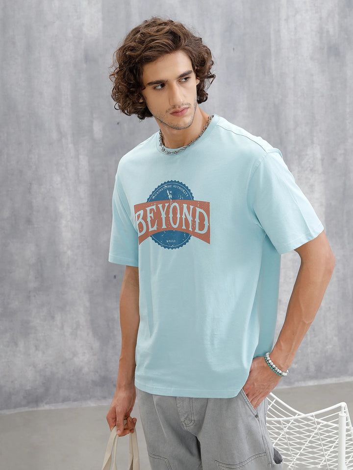 Retro Graphic Printed T-Shirt | Light Blue