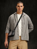 Cotton Twill Hoded Shirt | Grey