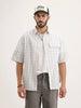 Oversized Fit Checkered Half Sleeve Shirt | White