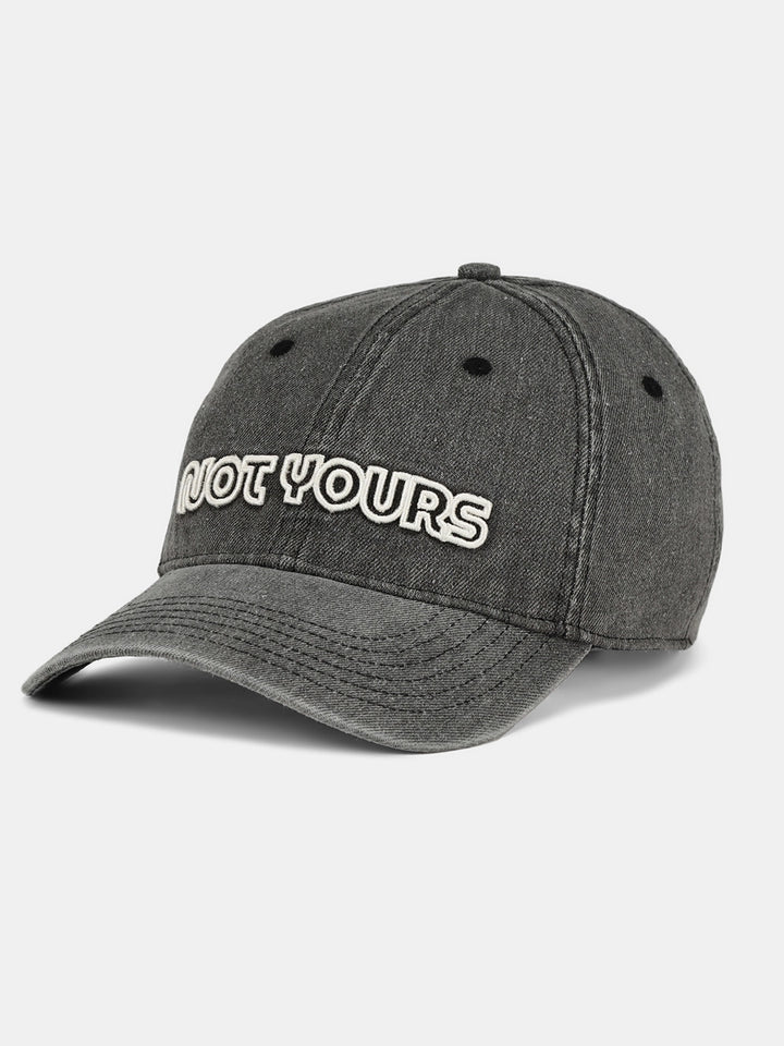 Embroidered "Not Yours" Graphic Denim Cap | Grey