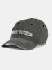 Embroidered "Not Yours" Graphic Denim Cap | Grey
