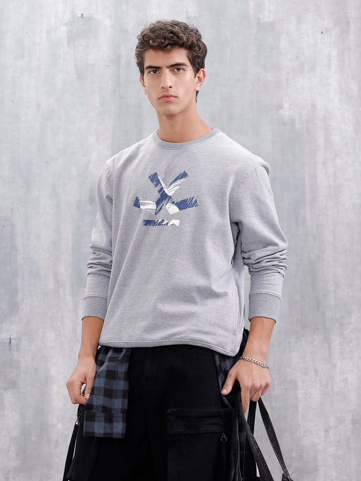 Men's Casual Branded Comfort Fit Sweatshirt | Grey
