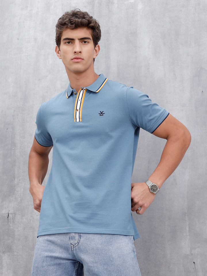 Slim Fit Polo With Contrast Tipping | Blue