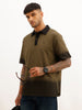 Comfort Fit Placement Printed Polo T-Shirt | Olive