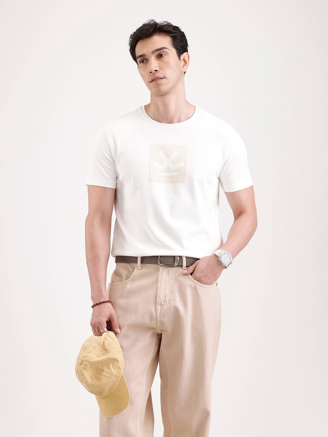 Classic Half Sleeve Printed T-Shirt   |  Off White