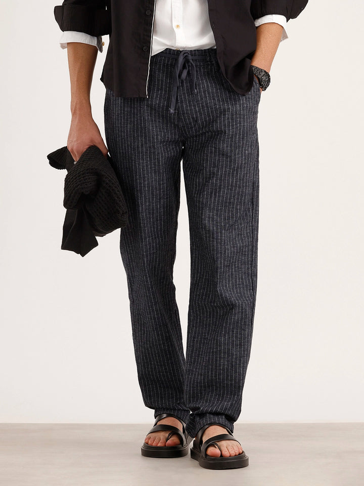 Anti Fit Striped Trouser | Blue