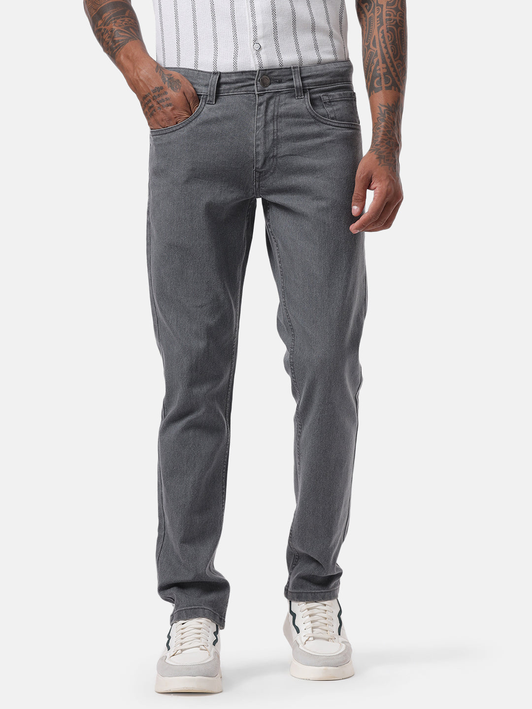 Basic Grey Five Pocket Jeans