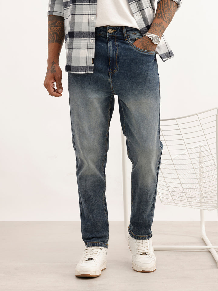 Faded Slim Ankle Fit Denim Jeans | Light Blue