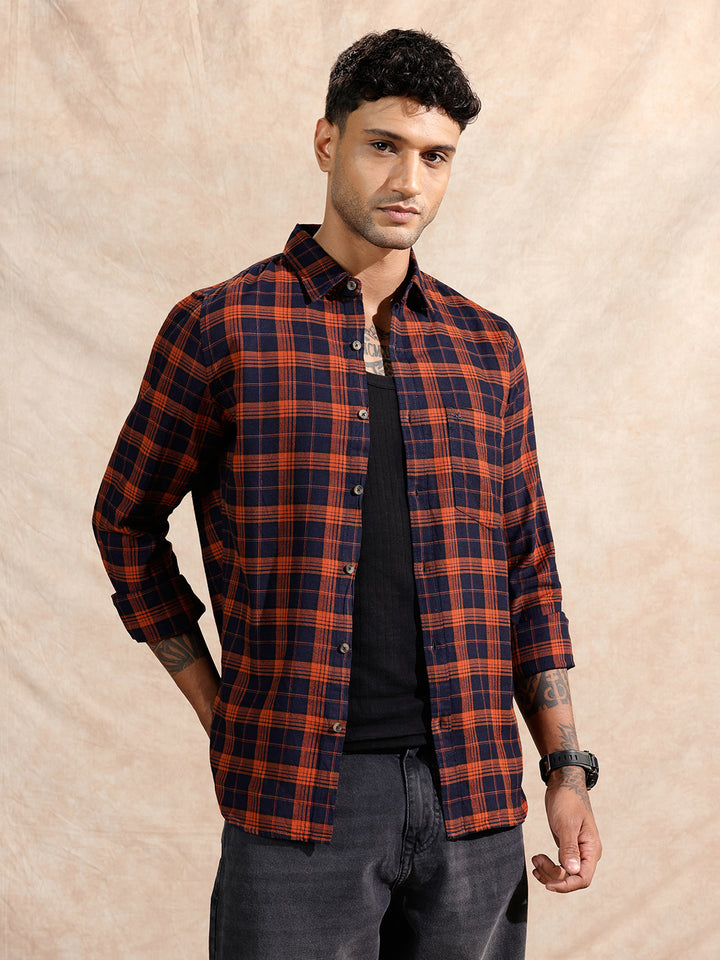 Oxford Checked Shirt | Rust