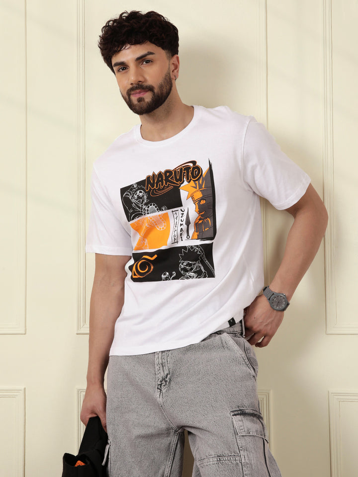 Printed White Naruto T-Shirt