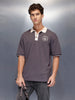 Men’s casual contrast collar polo t-shirt | Charcoal