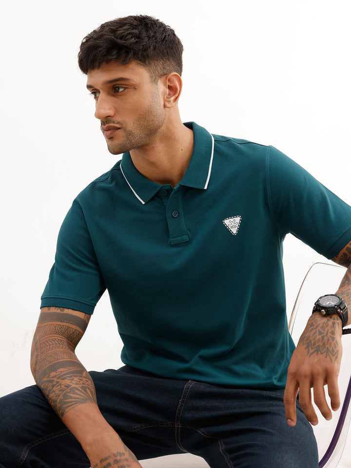 Regular Fit Tipping Collar Polo T-Shirt | Teal