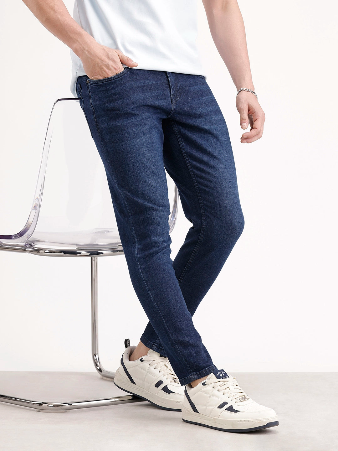 Faded Skinny Crop Denim | Blue
