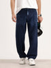 Loose Pleat Fit Denim Jeans | Dark Blue