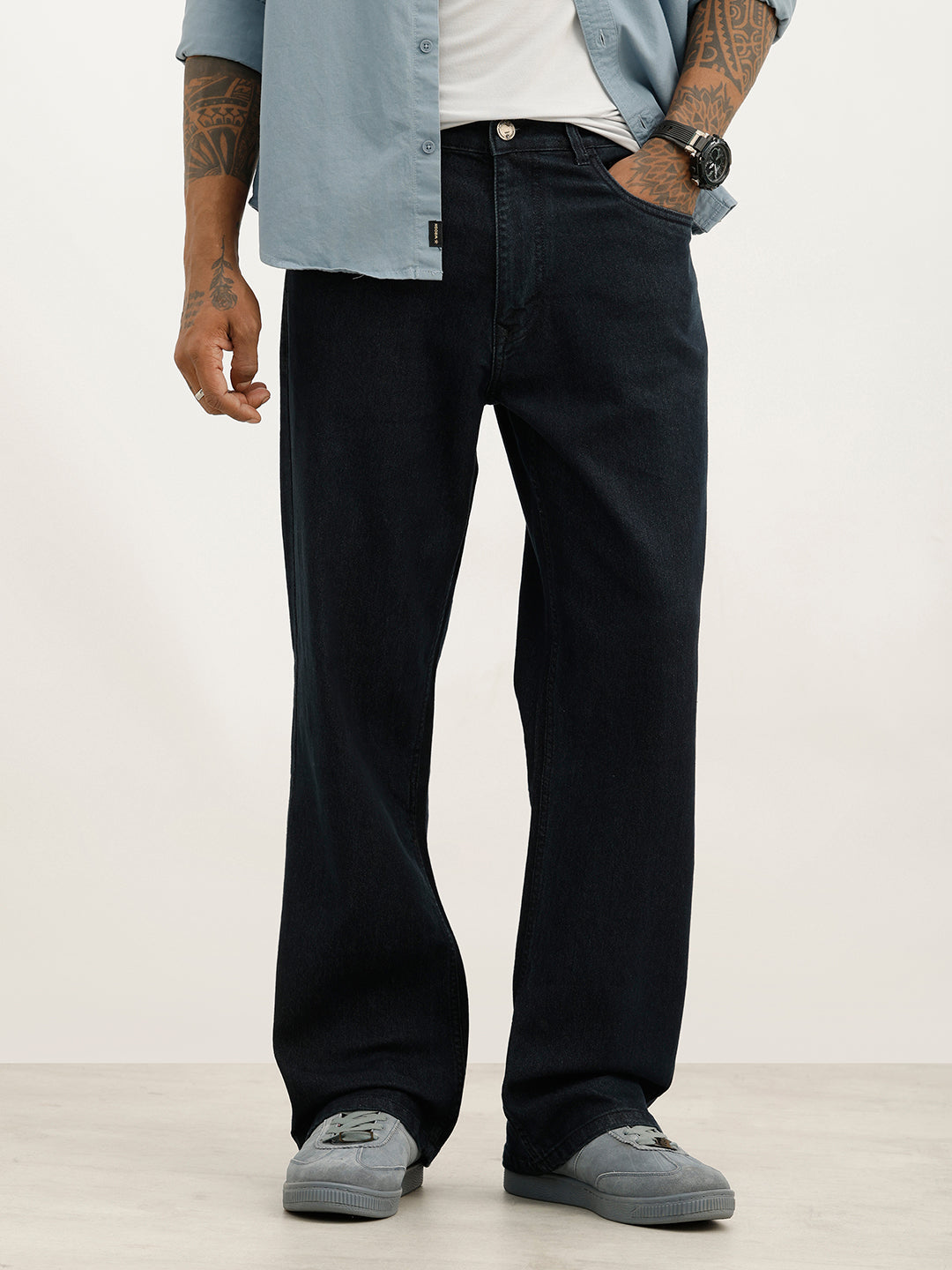 Solid Bootcut Denim Jeans | Black