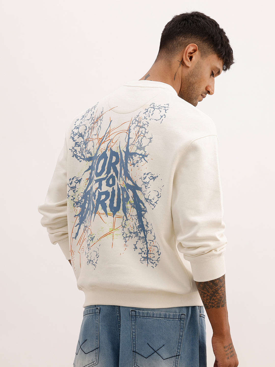 Oversized Puffer Back Printed Sweatshirt | Off White | WSS02FSOS7032S