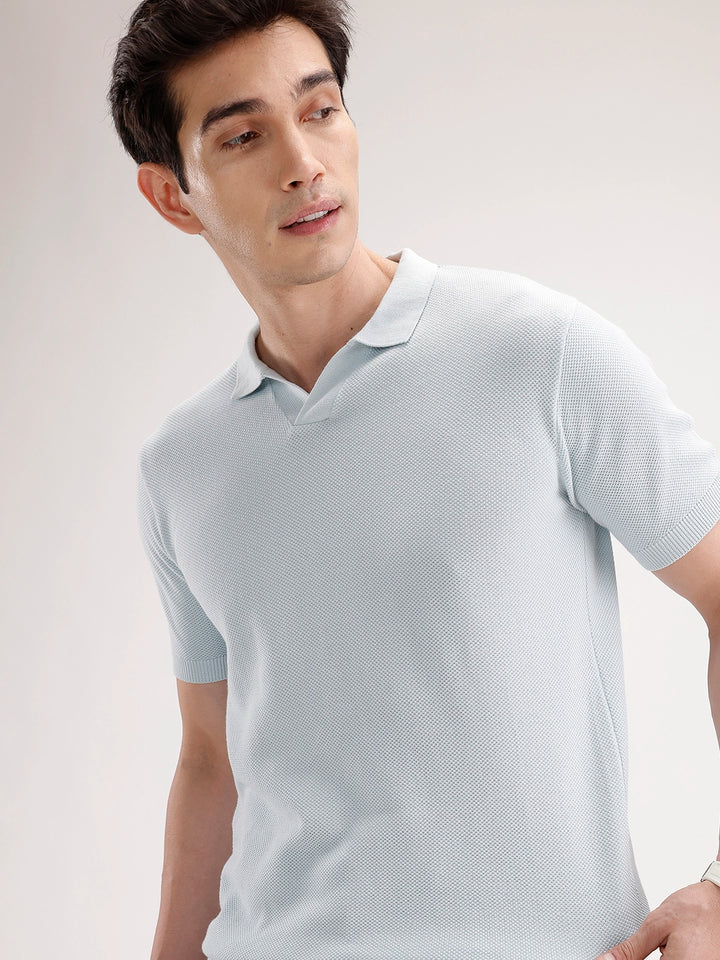Solid Slim Fit Polo T-Shirt | Light Blue