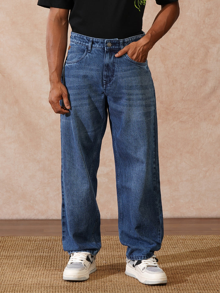 Faded Loose Fit Jeans | Blue