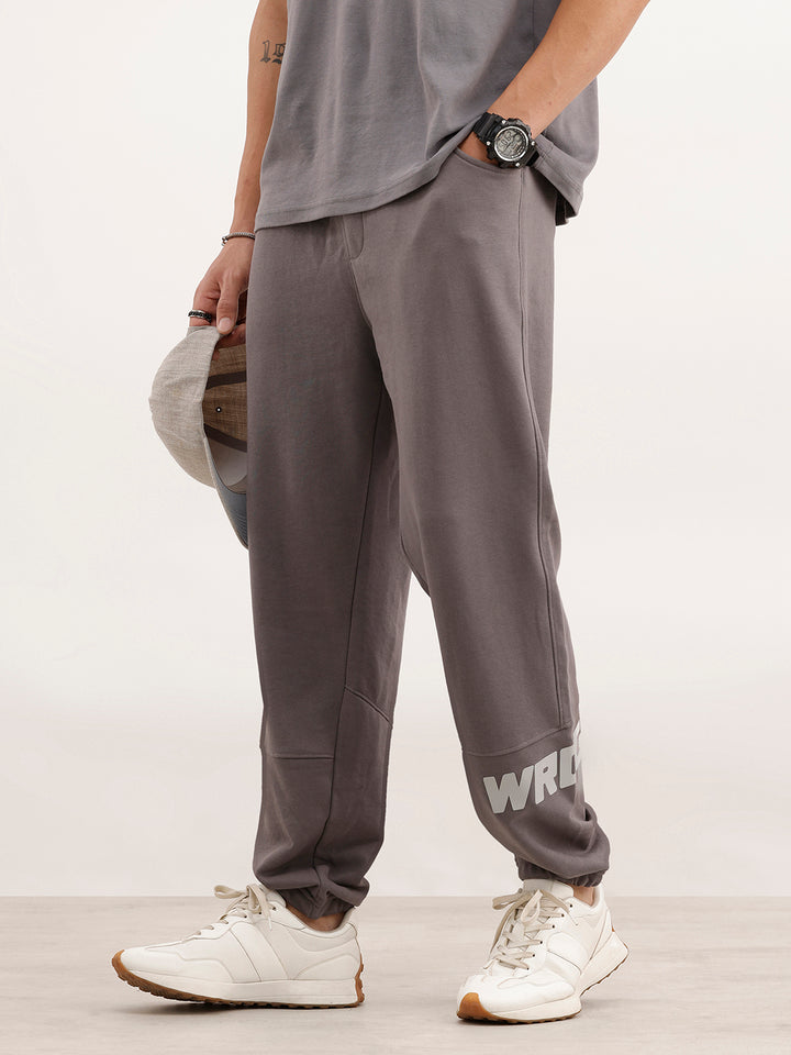 Cut&Sew Comfort Fit Jogger With Hd Print | Grey