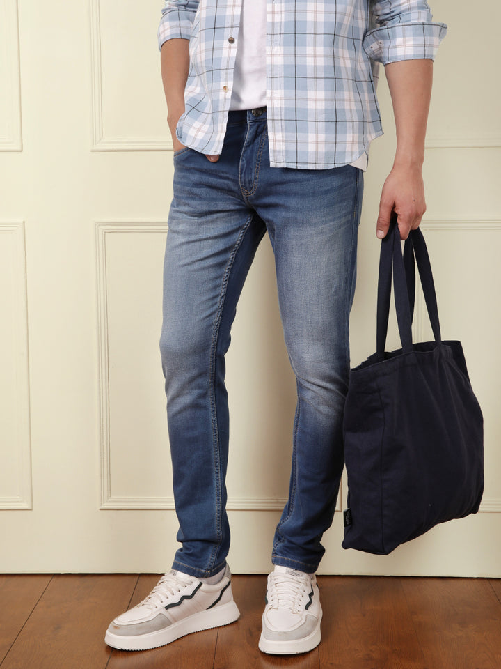 Faded Tapered Fit Jeans | Blue