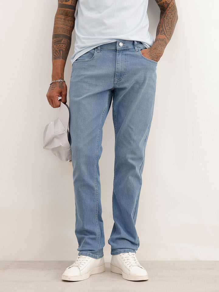 Slim Fit Faded Denim Jeans | Light Blue