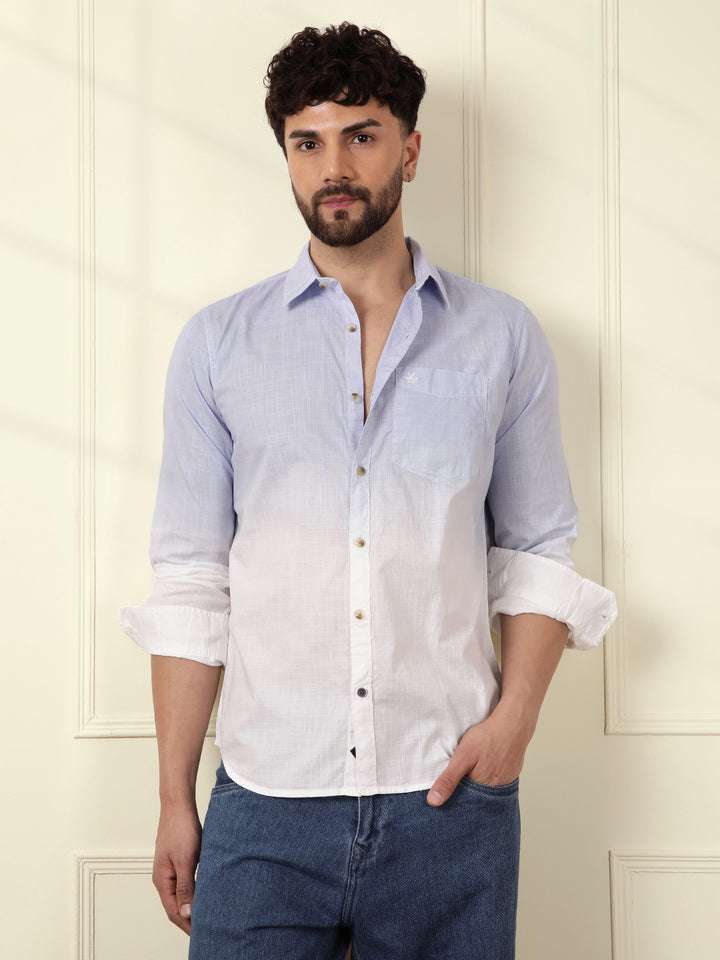 Casual Ombre Washed Shirt | Light Blue
