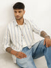 Classic Slim Fit Striped Shirt | Off White