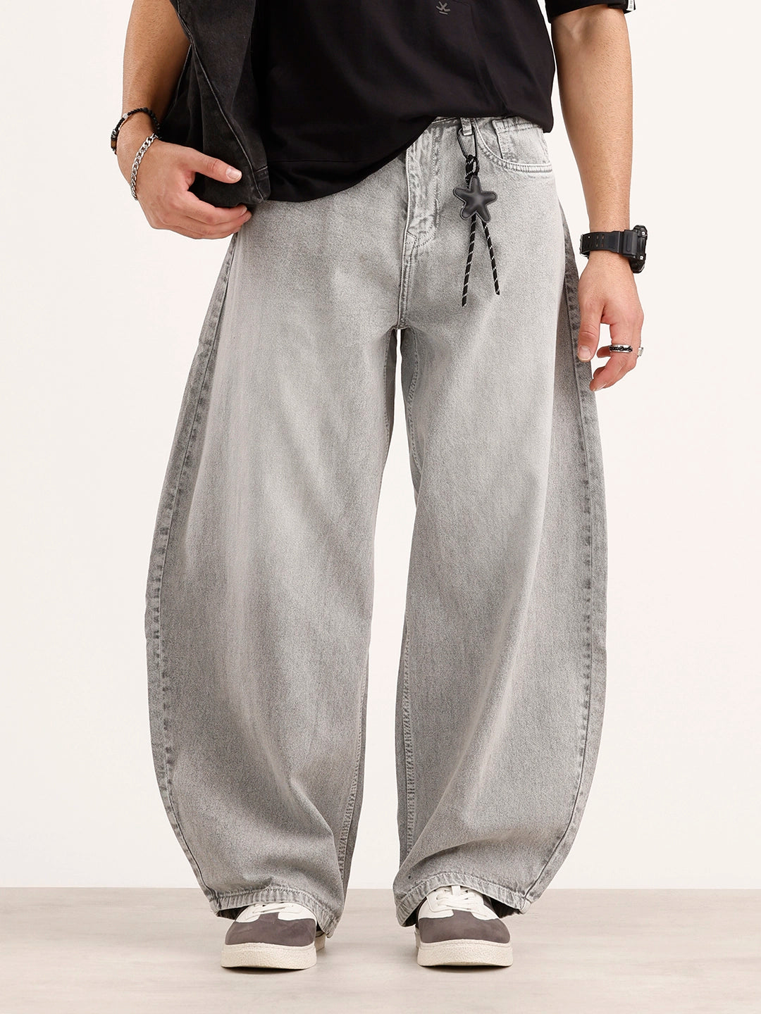 Balloon Fit Denim Jeans | Grey