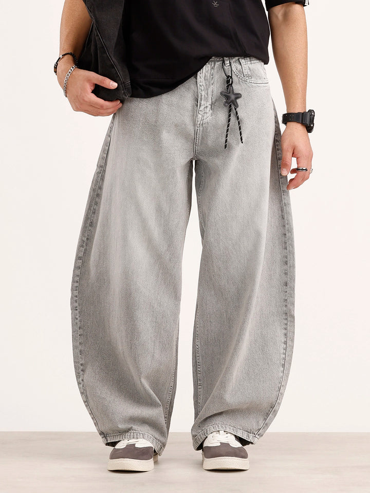Balloon Fit Denim Jeans | Grey