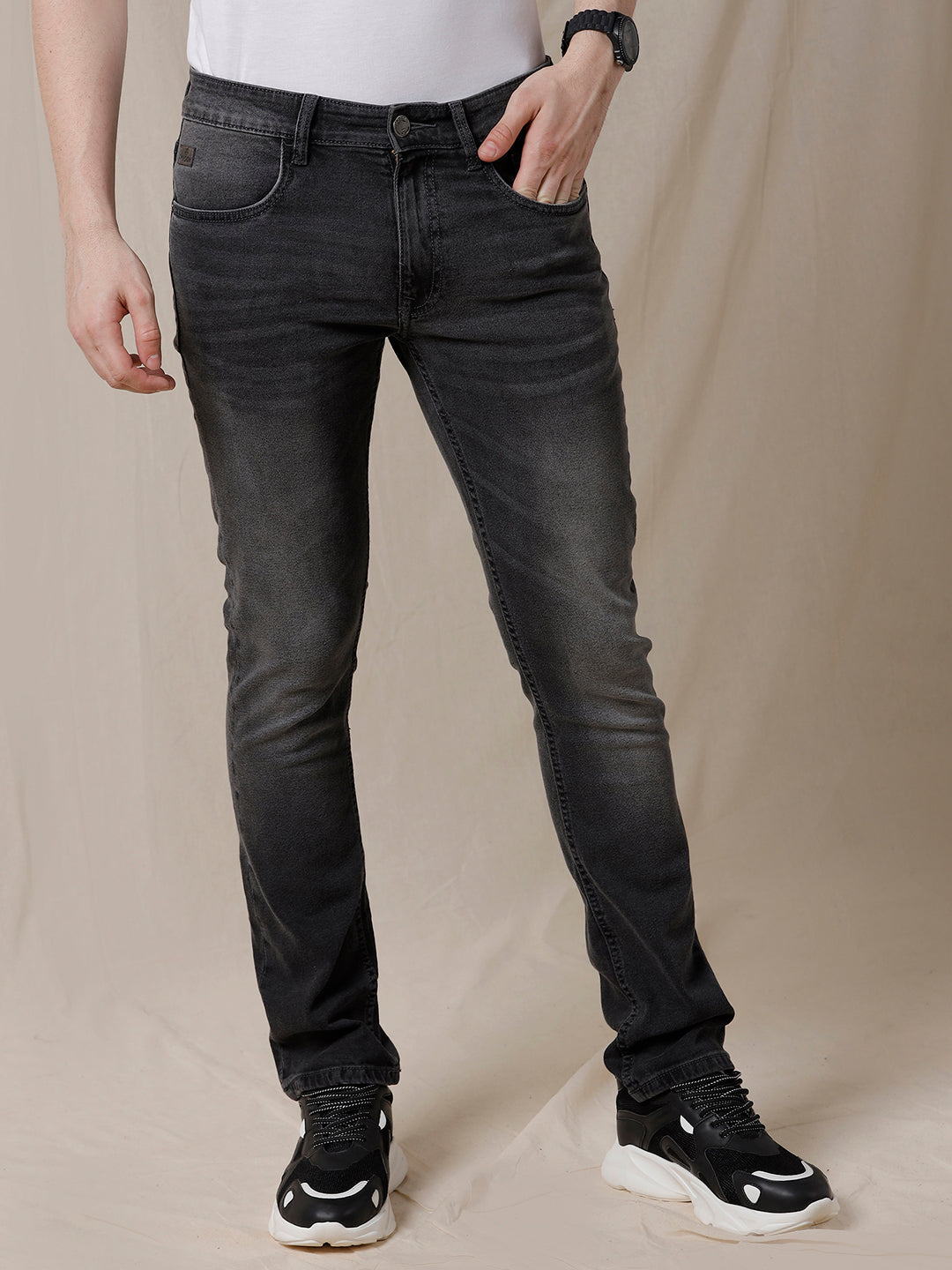 Faded Mid Rise Grey Jeans