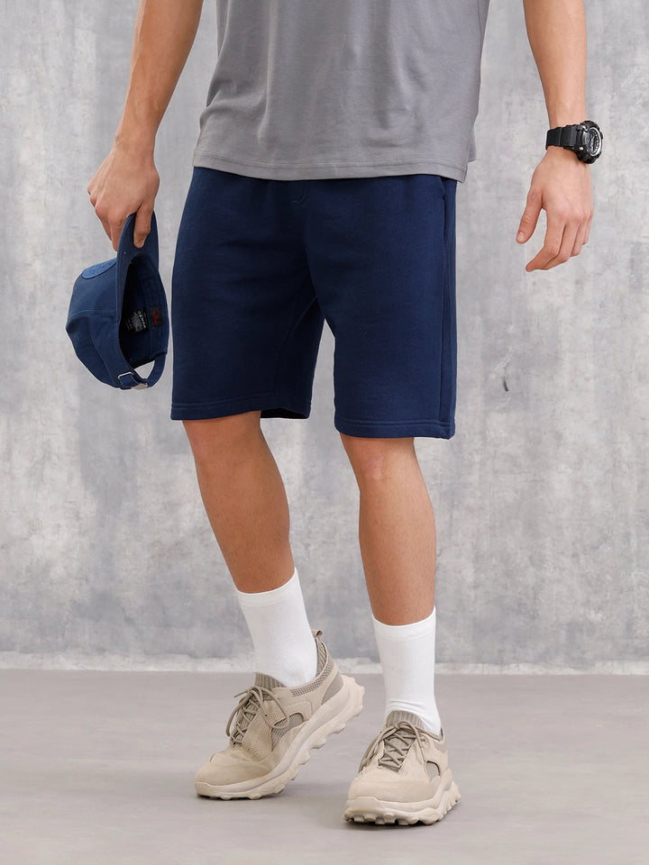 Cotton Terry Slim Fit Shorts I Navy Blue