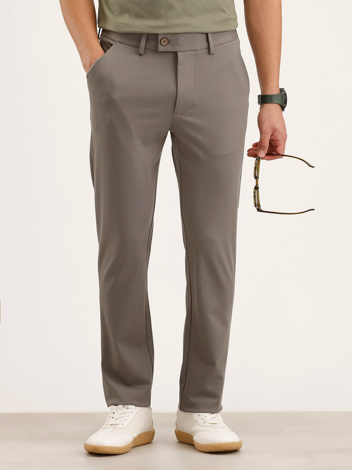 Slim Fit Solid Trouser | Green