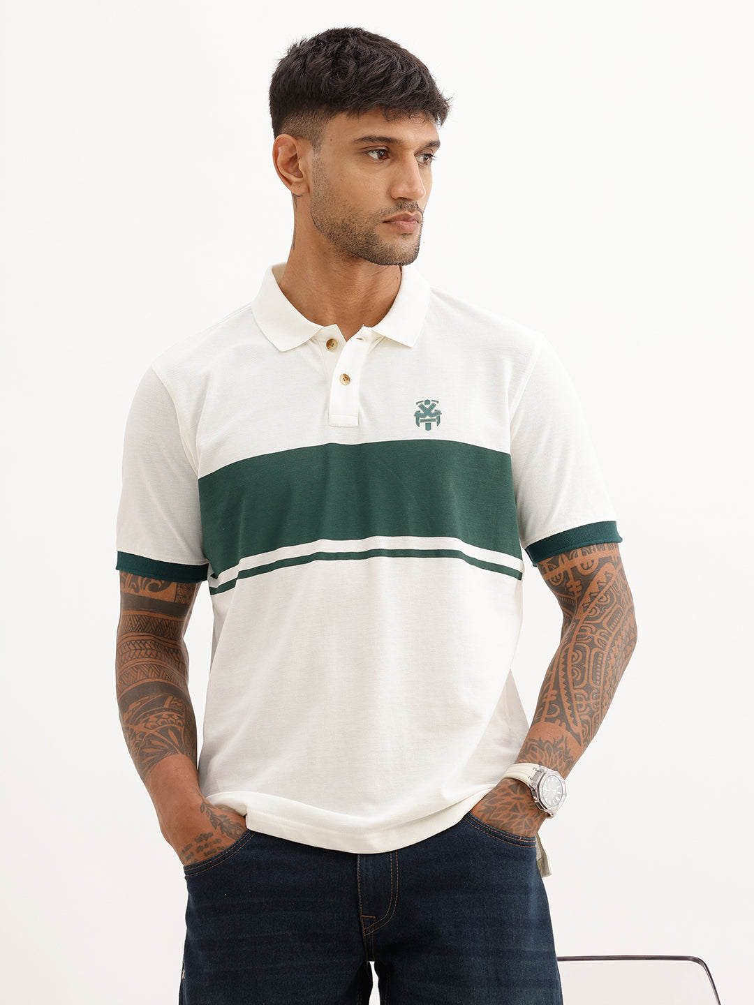 Regular Fit Placement Printed Polo T-Shirt | Beige