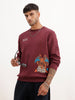 Regular Fit Placement Printed Sweatshirt | Wine