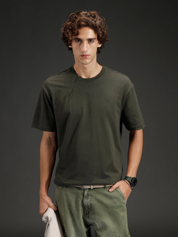 Wrogn Solid Oversized Tshirt | Green